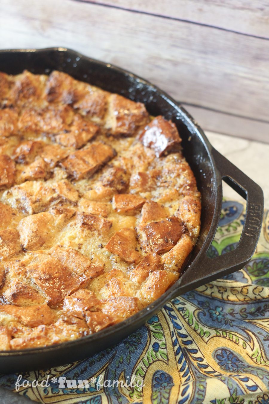 Brioche bread pudding with caramel sauce from Food Fun Family