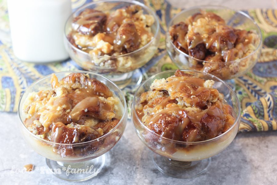 Brioche bread pudding with caramel sauce from Food Fun Family