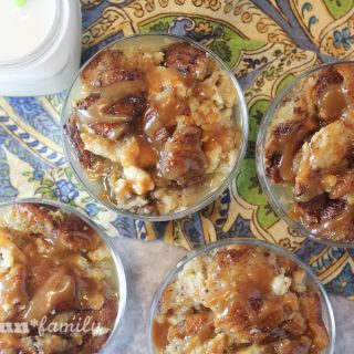 Brioche bread pudding with caramel sauce from Food Fun Family