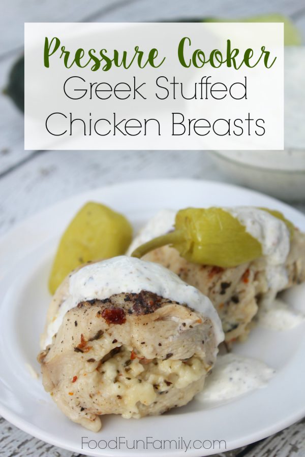 Pressure Cooker Greek Stuffed Chicken Breasts