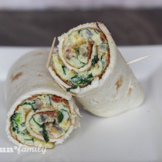 Spinach and bacon breakfast burritos - an on-the-go breakfast recipe from Food Fun Family