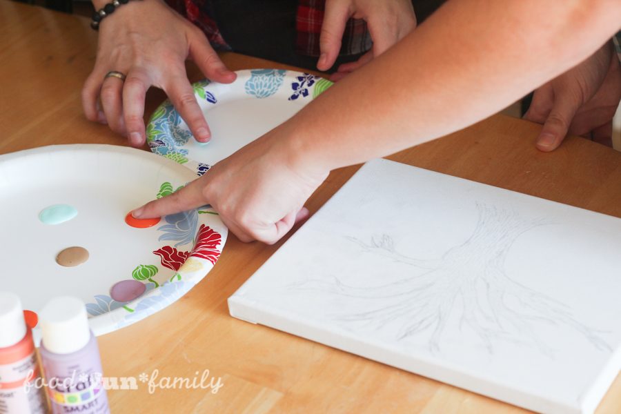DIY Thumbprint tree canvas craft for Mother's Day from Food Fun Family