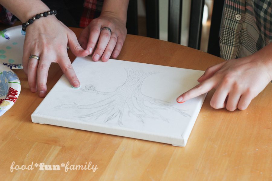 DIY Thumbprint tree canvas craft for Mother's Day from Food Fun Family