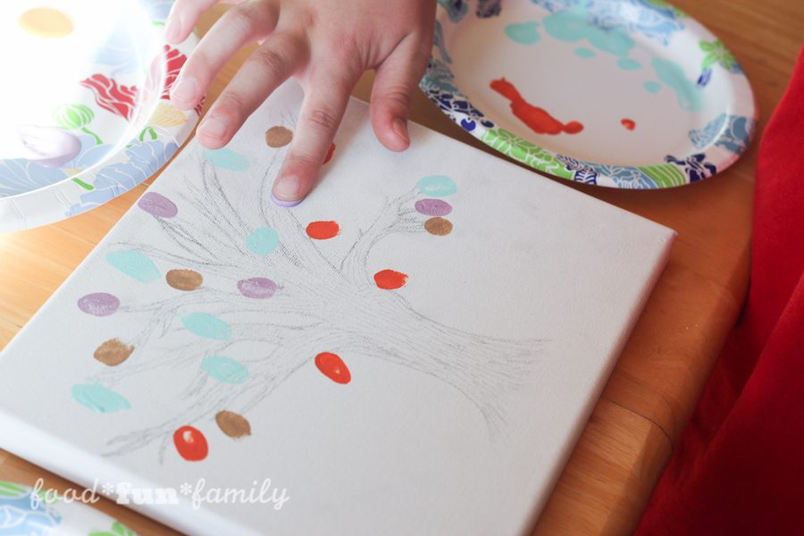 DIY Thumbprint tree canvas craft for Mother's Day from Food Fun Family