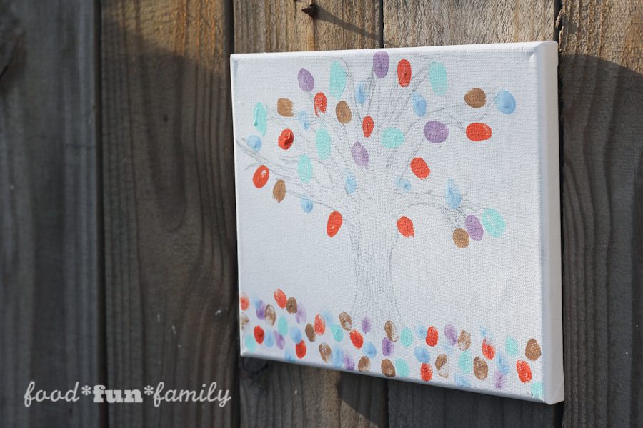 DIY Thumbprint tree canvas craft for Mother's Day from Food Fun Family