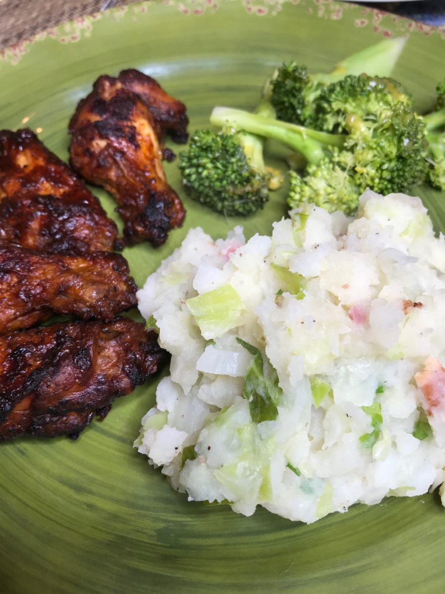 Easy Irish Colcannon and Cooked Perfect Fire Grilled Chicken