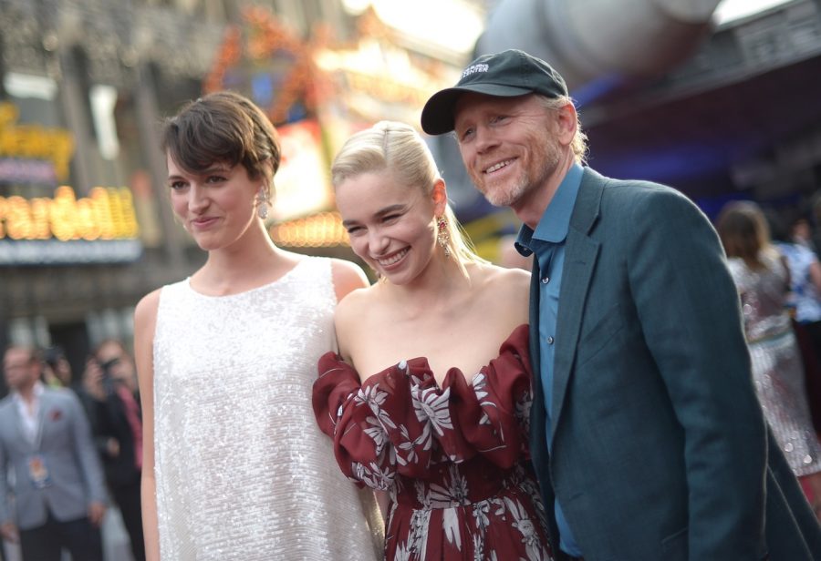 HOLLYWOOD, CA - MAY 10: (L-R) Actors Phoebe Waller-Bridge and Emilia Clarke, and Director Ron Howard attend the world premiere of “Solo: A Star Wars Story” in Hollywood on May 10, 2018. (Photo by Charley Gallay/Getty Images for Disney) 