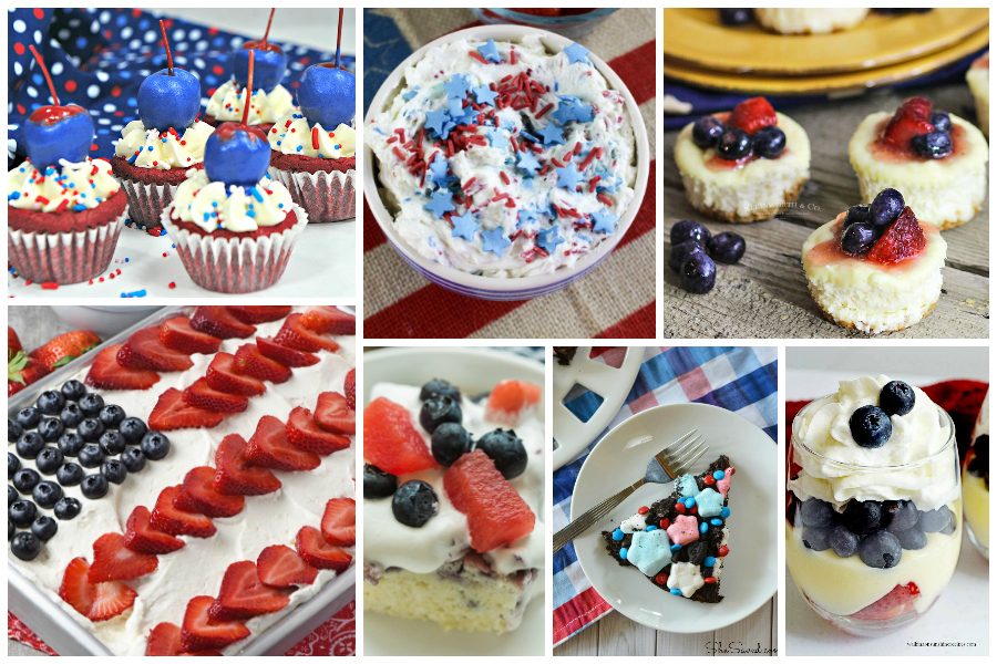 Patriotic Desserts - sweet treats in red, white, and blue! A Delicious Dishes Recipe Party with Food Fun Family