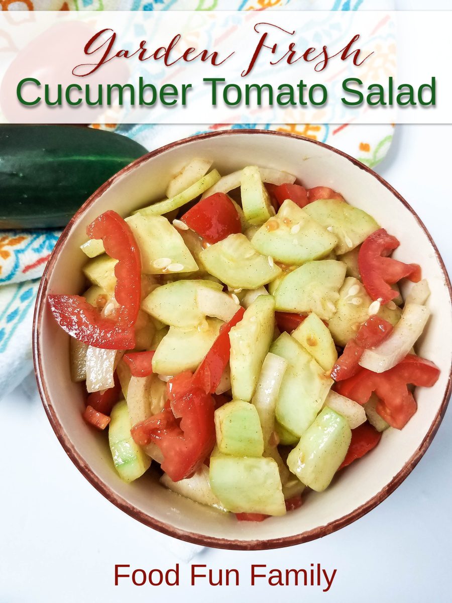 Cucumber tomato salad with vinaigrette dressing