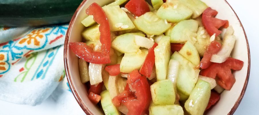 Garden-Fresh Cucumber Tomato Salad in Vinaigrette Dressing