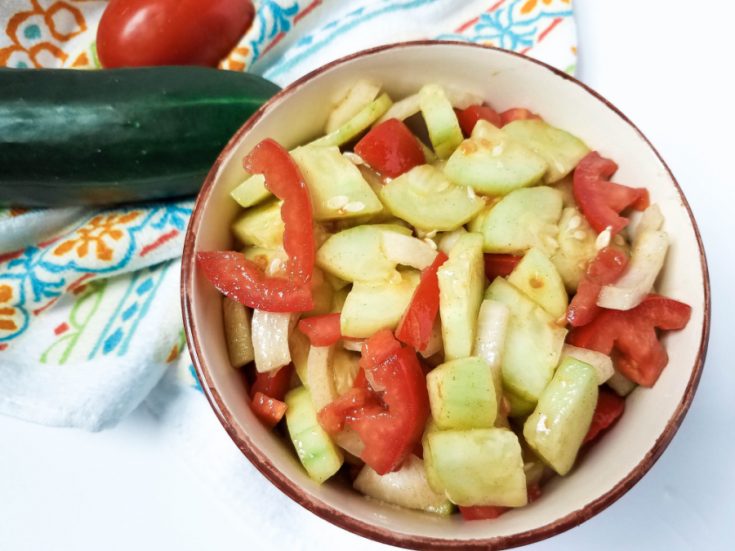 Garden-Fresh Cucumber Tomato Salad in Vinaigrette Dressing